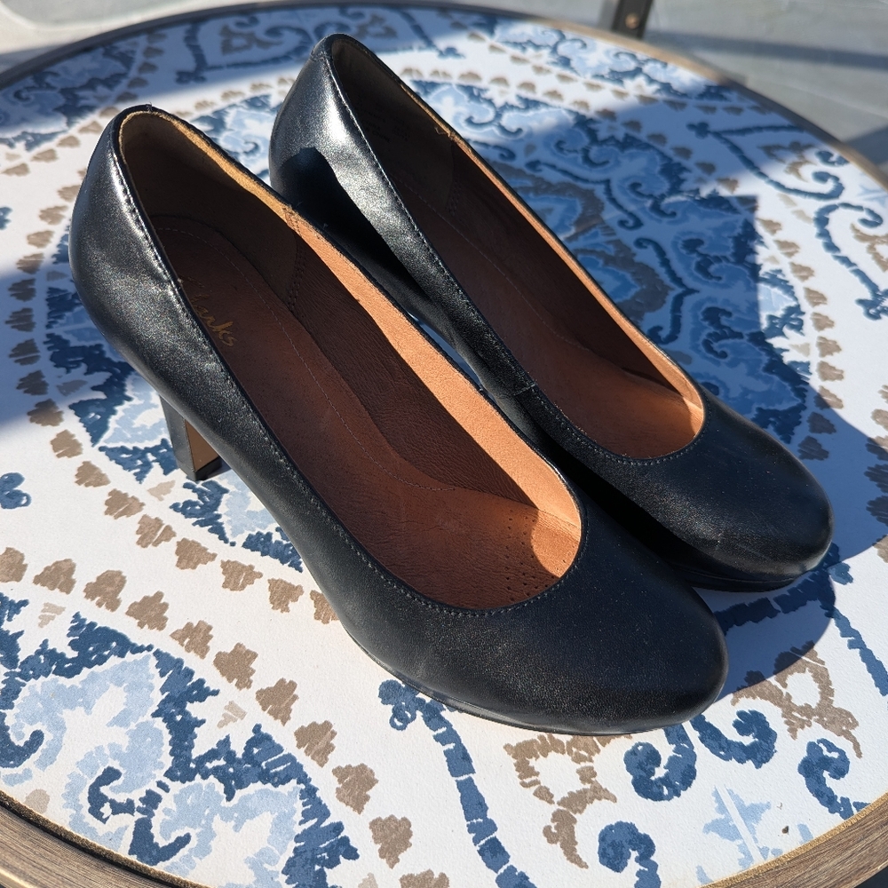 Clarks Black Leather Heels